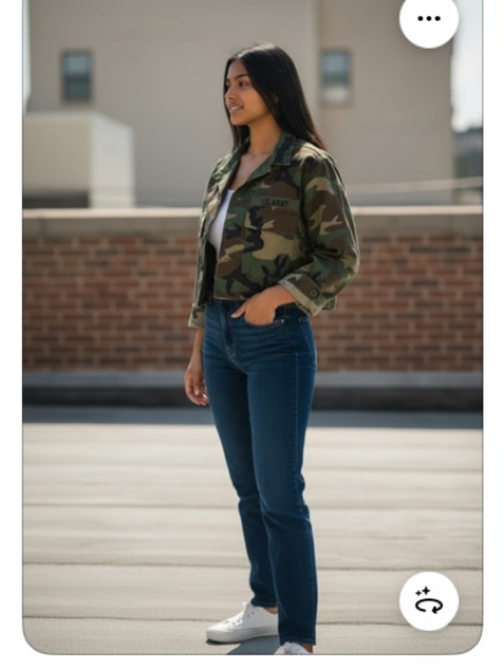 New Cropped US Army Green Camouflaged Jacket